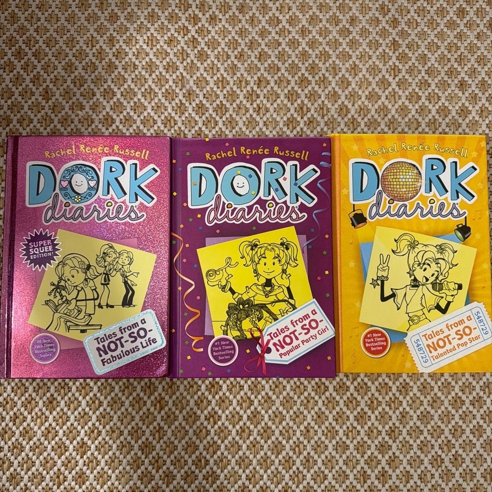 Dork Diaries Books 1-3 Set Rachel Renee Russell Hardcover Nikki Maxwell Kids